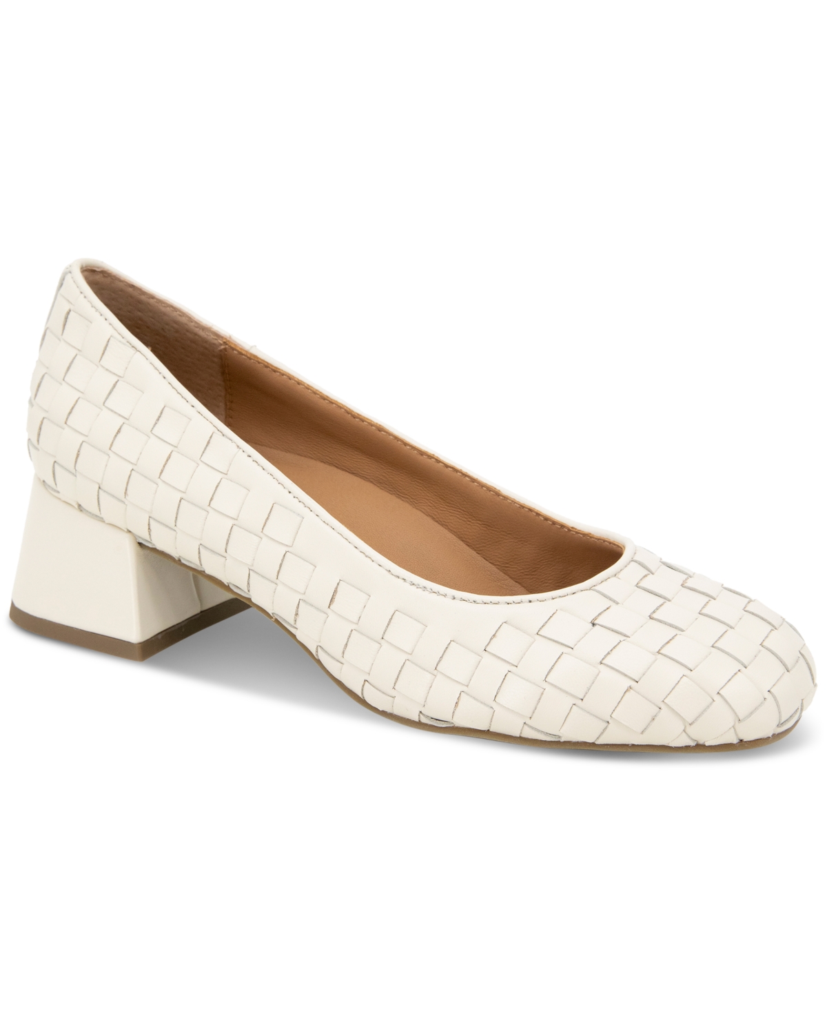 Women's Lancinen Woven Block-Heel Pumps - Stone Leather