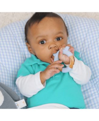 Blue Bear Circle Silcone + Wood Teether