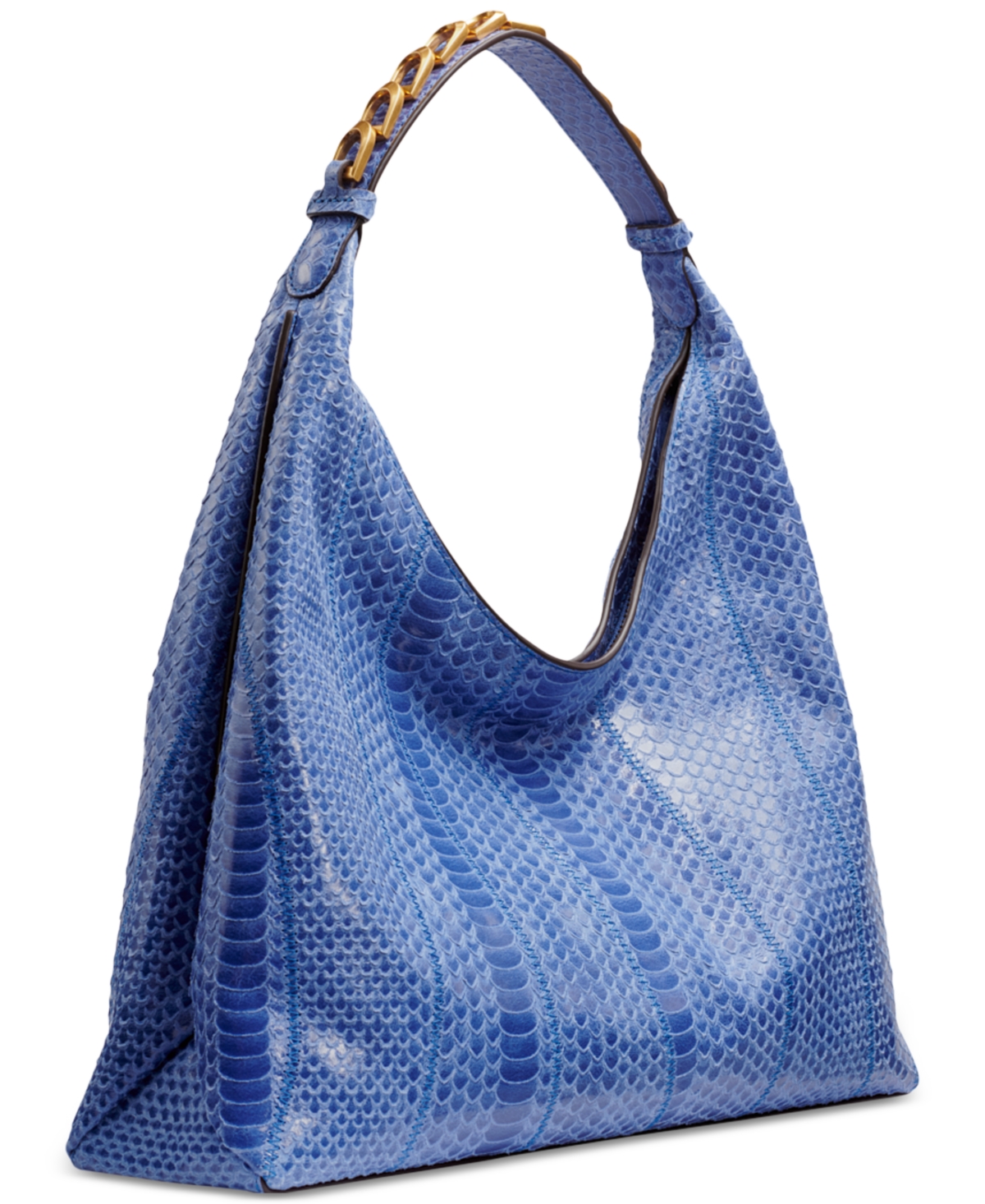 Shop Donna Karan Bellmore Small Skipper Snake Shoulder With Bezel Strap In Dark Cielo