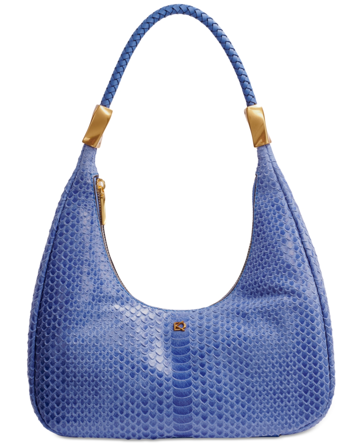 Shop Donna Karan Quogue Skipper Snake Small Leather Shoulder Bag In Dark Cielo