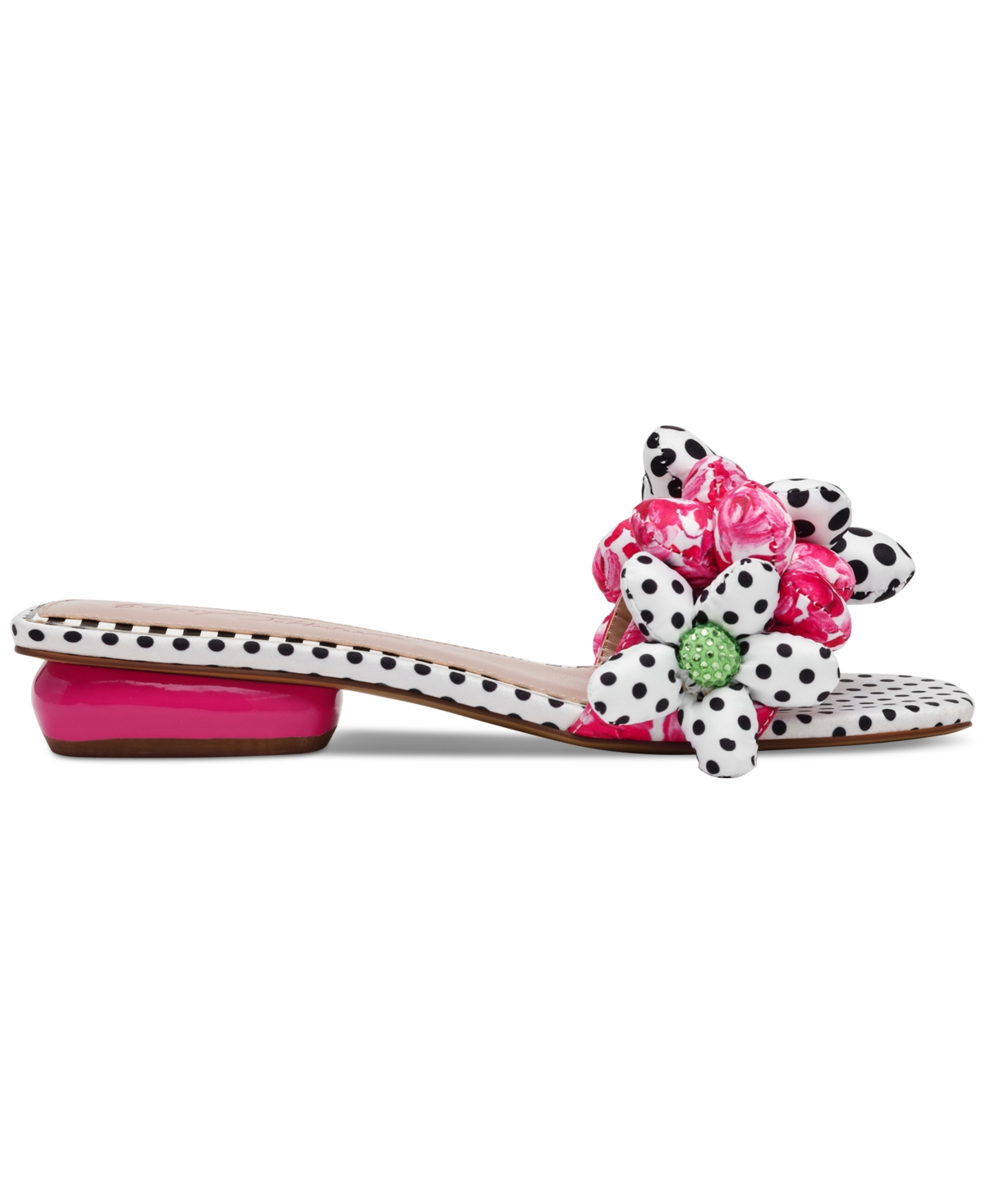 Betsey Johnson Emelia Slide Sandal In White,black Multi