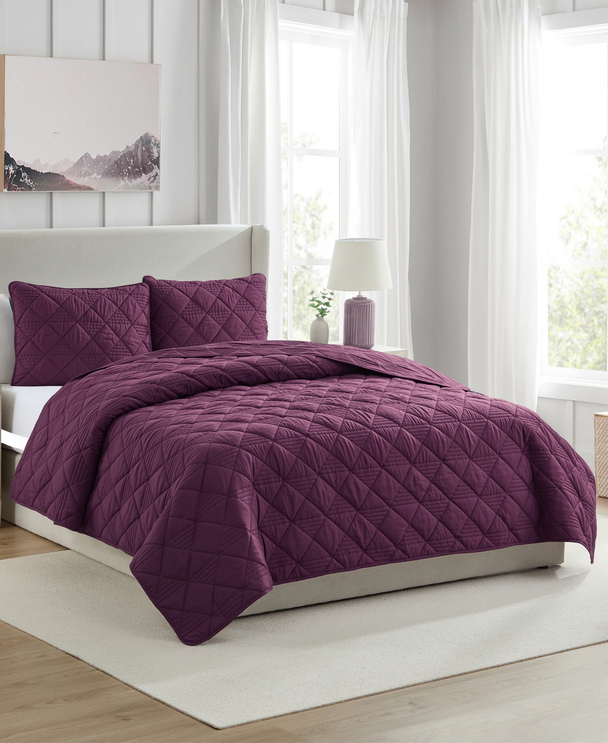 Vcny Home Lucy Pinsonic Diamond 3-pc. Quilt Set, Full/queen In Burgundy