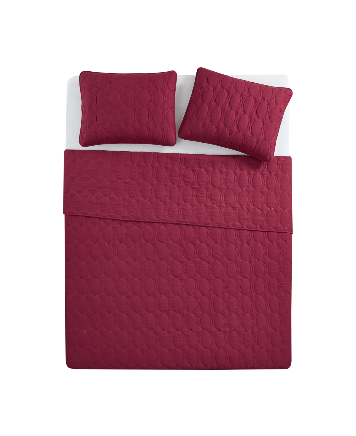 Vcny Home Circles Pinsonic 3-pc. Quilt Set, King In Red