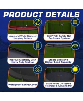 Pumpkin Trampoline with Basketball Hoop & Inner Enclosure - Safe, Durable,Family Fun - Heavy Duty Galvanized Springs - Waterproof Padding - Stable Base - Outdoor Backyard Style