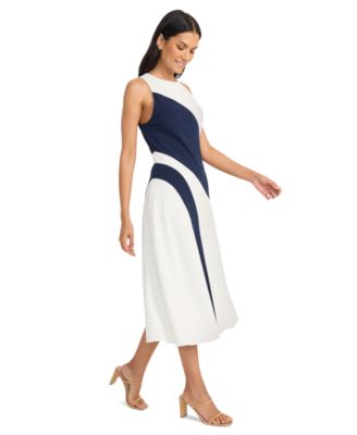 Women's Colorblocked Sleeveless Midi Dress
