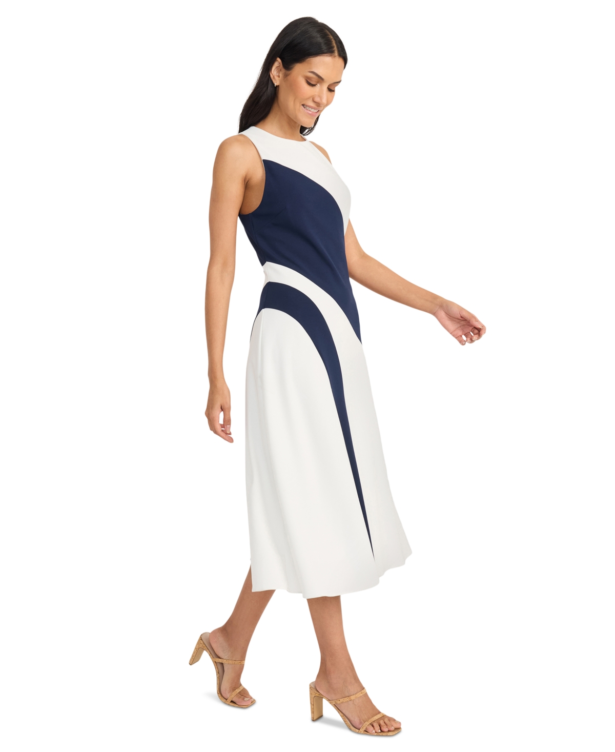 MAGGY LONDON WOMEN'S COLORBLOCKED SLEEVELESS MIDI DRESS