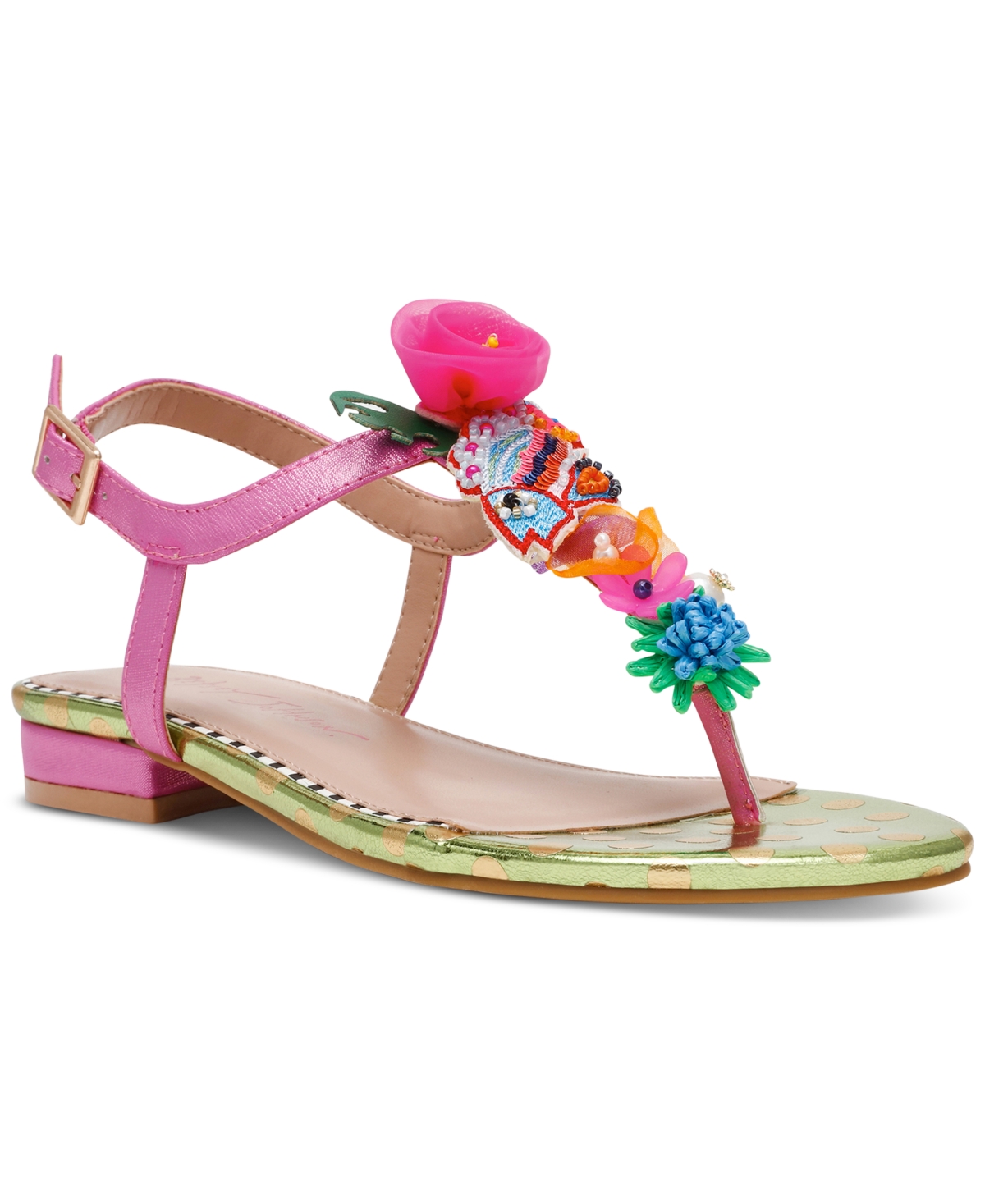 Shop Betsey Johnson Women's Murphee Embellished Thong Slide Sandals In Pink Multi