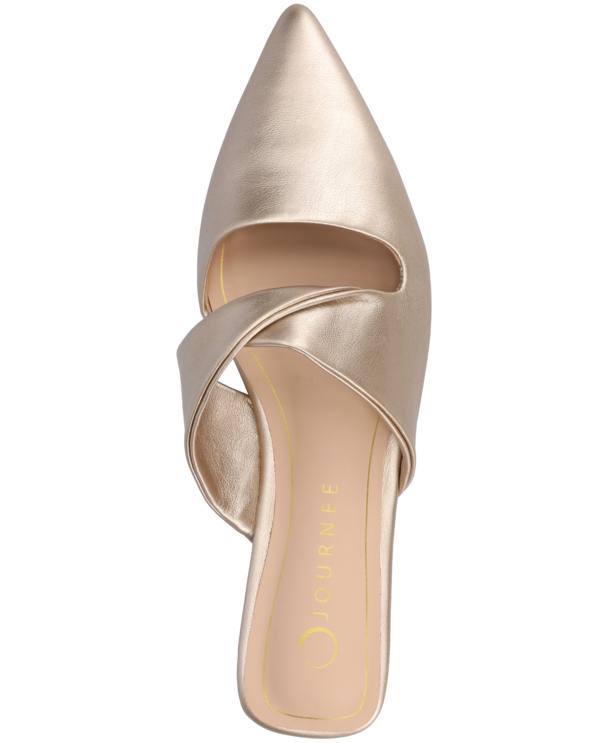 Shop Journee Collection Women's Enniss Twist Cutout Pointed Toe Mules In Champagne