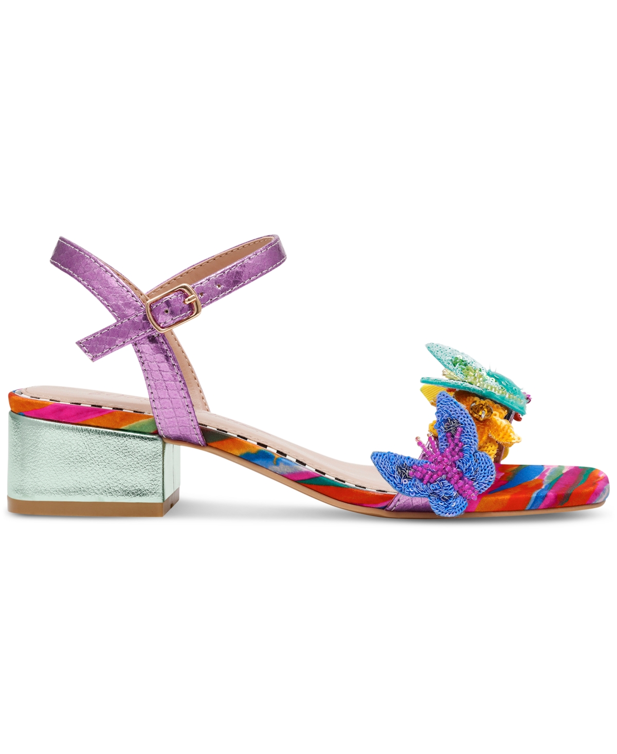 BETSEY JOHNSON WOMEN'S EMERRY TWO-PIECE BUTTERFLY LOW BLOCK-HEEL SANDALS 