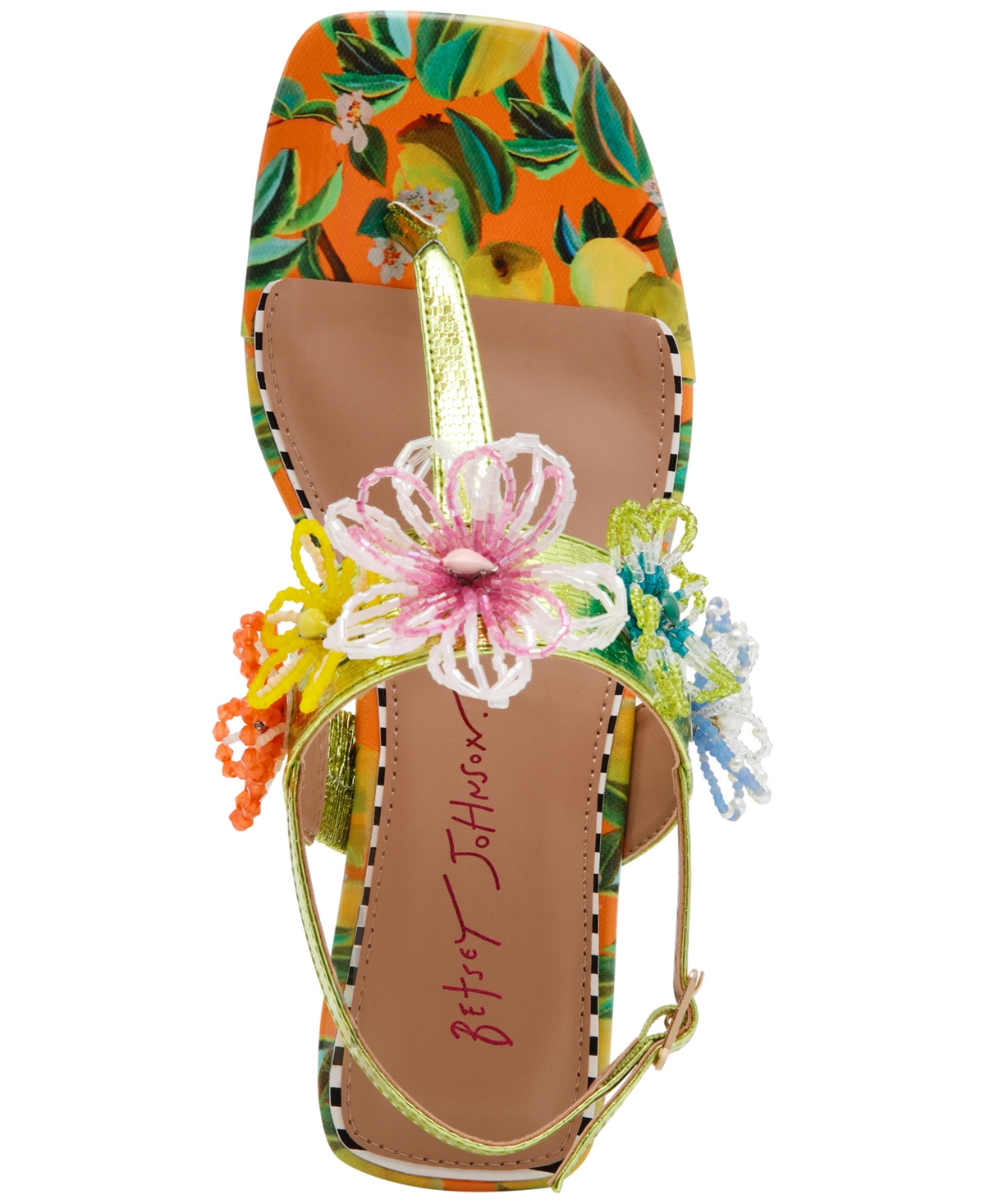 Shop Betsey Johnson Women's Jaydda Thong Slingback Sandals In Yellow Multi