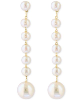 EFFY&reg; Cultured Freshwater Pearl (3-1/2 & 6-1/2mm) Linear Drop Earrings in 14k Gold