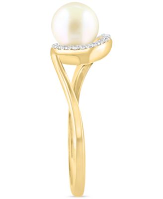 EFFY&reg; Cultured Freshwater Pearl (3 & 6mm) & Diamond (1/10 ct. t.w.) Swirl Ring in 14k Gold