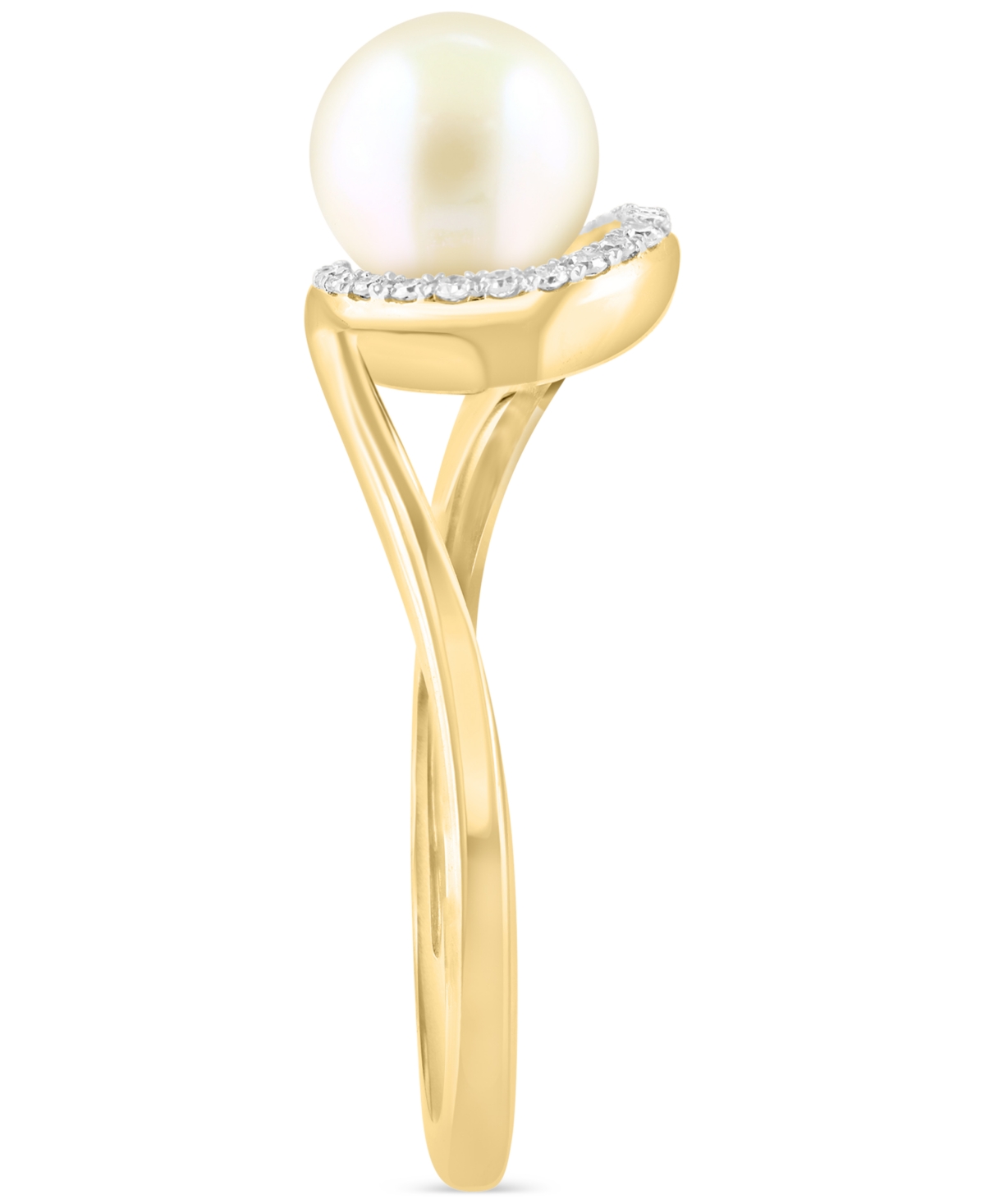 Effy Collection Effy Cultured Freshwater Pearl (3 & 6mm) & Diamond (1/10 Ct. T.w.) Swirl Ring In 14k Gold In Gold