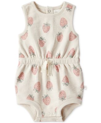 Baby Girls Organic Cotton Strawberry Romper