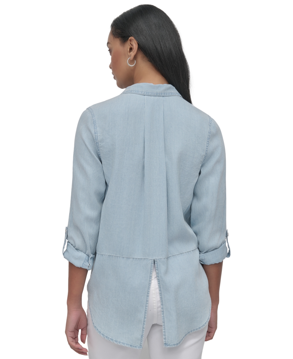 DKNY JEANS WOMEN'S ROLL-TAB-SLEEVE BUTTON-FRONT SHIRT 