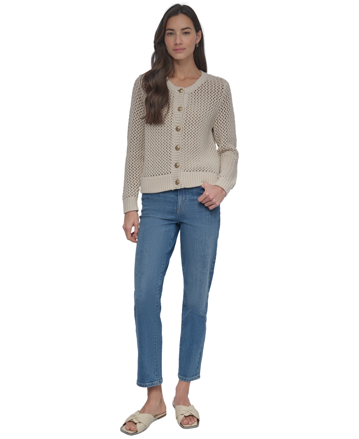 DKNY JEANS WOMEN'S OPEN-KNIT CARDIGAN 