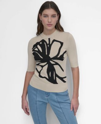 DKNY - Women's Graffiti Floral Jacquard Sweater