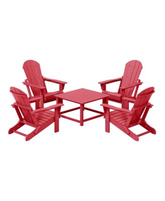 5-Piece HDPE Adirondack Chair Outdoor Patio Square Table Conversation Set