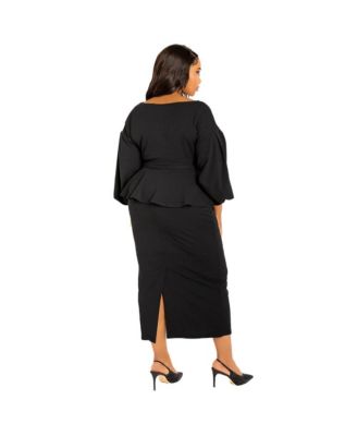 Plus Size Off Shoulder Peplum Midi Dress