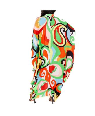 Women's Plus Size Geometric Print Tunic Maxi Dress