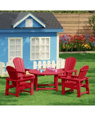 Kids 5-Piece HDPE Outdoor Patio Round Dining Table and Chairs Set