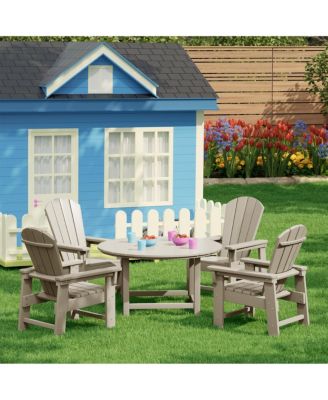 Kids 5-Piece HDPE Outdoor Patio Round Dining Table and Chairs Set