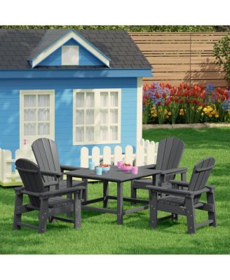 Kids 5-Piece HDPE Outdoor Square Patio Dining Table and Chairs Set