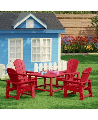 5-Piece HDPE Outdoor Square Patio Dining Table and Chairs Set