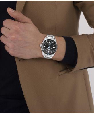 Men's Boston Silver Tone Stainless Steel Bracelet Watch, 39mm