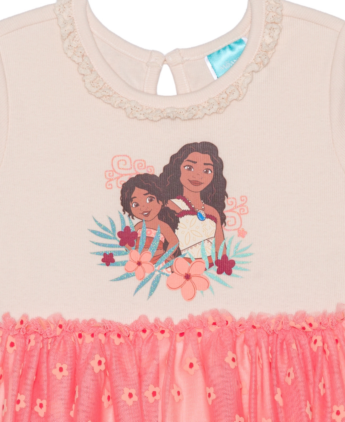 Disney Toddler And Little Girls Short Sleeve Moana Sisters Dress In Beige