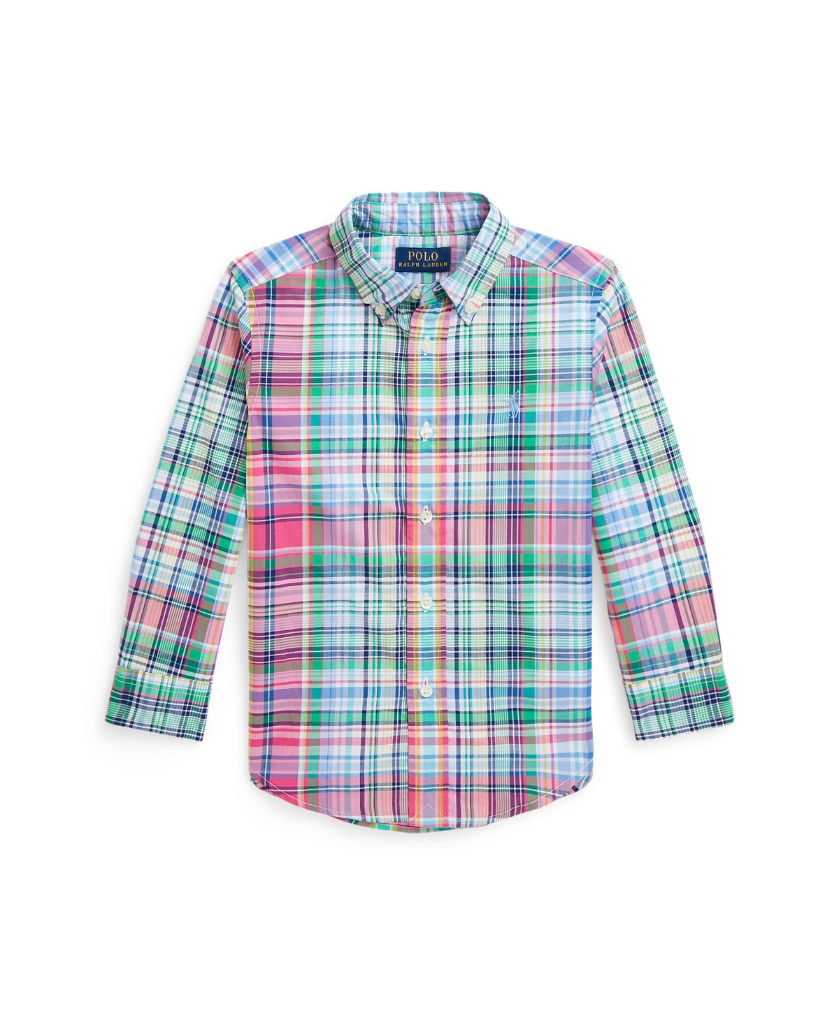 Polo Ralph Lauren Plaid Cotton Poplin Shirt In Pink Blue Multi