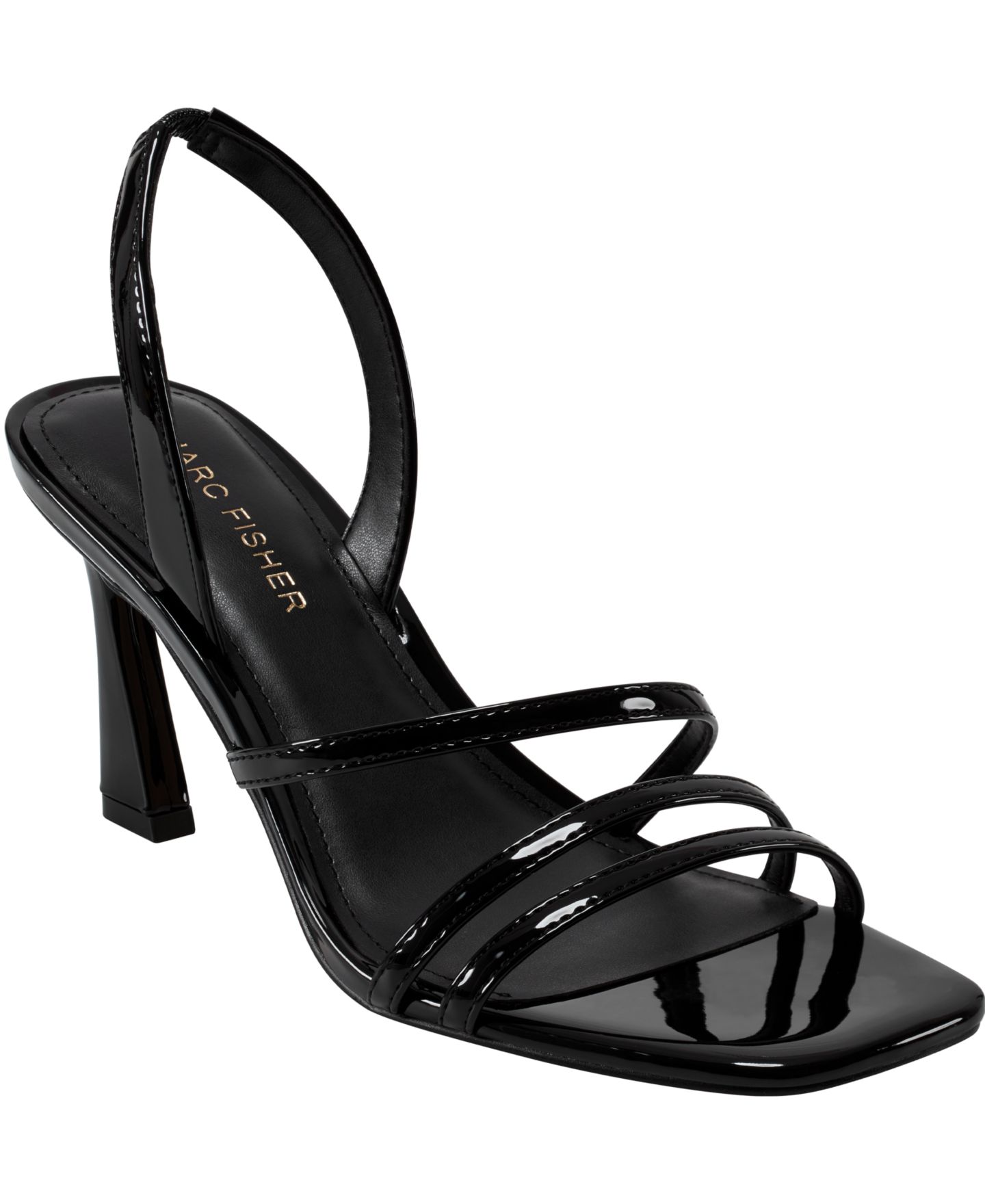 Женские сандалии Marc Fisher Nalina Strappy Slingback Stiletto, цвет: Чёрный лаковый — фото 1