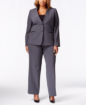 Tahari ASL Plus Size Two-Button Pant Suit - Wear to Work - Women - Macy's