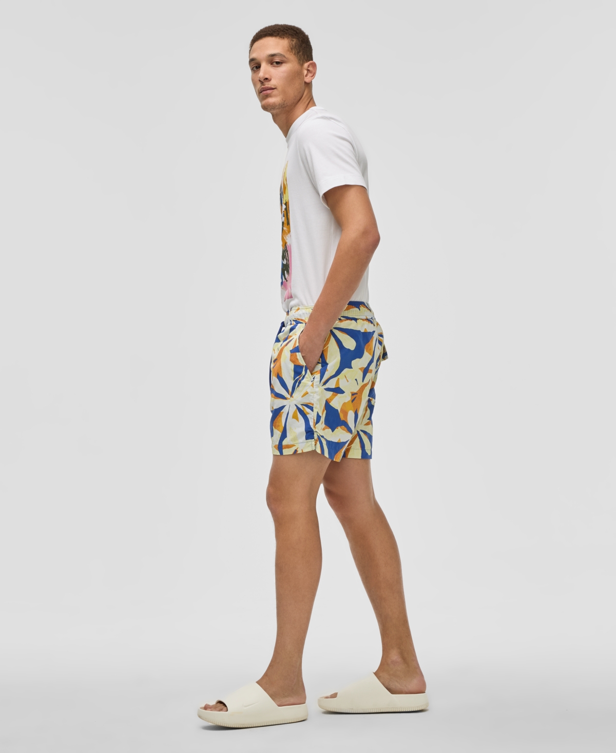 Mode Of One Men's Floral Tones Regular-fit Printed Swim Trunks, Exclusively At Macy's