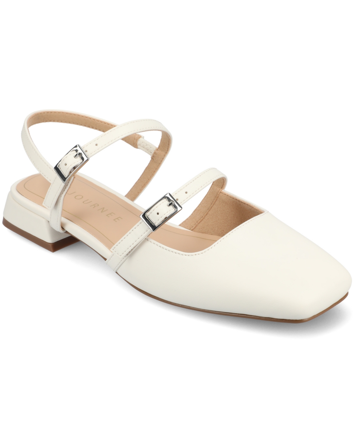 Shop Journee Collection Women's Gretchenn Multi Strap Square Toe Mary Jane Flats In White