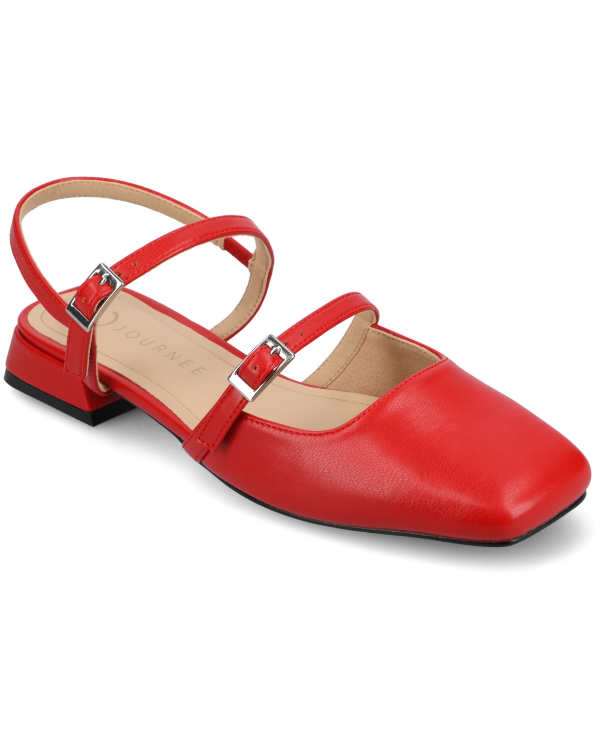 JOURNEE COLLECTION WOMEN'S GRETCHENN MULTI STRAP SQUARE TOE MARY JANE FLATS 