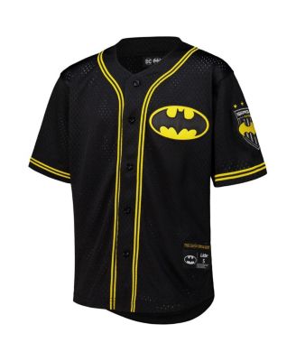 Big Boys and Girls Black Batman Graphic Baseball Jersey