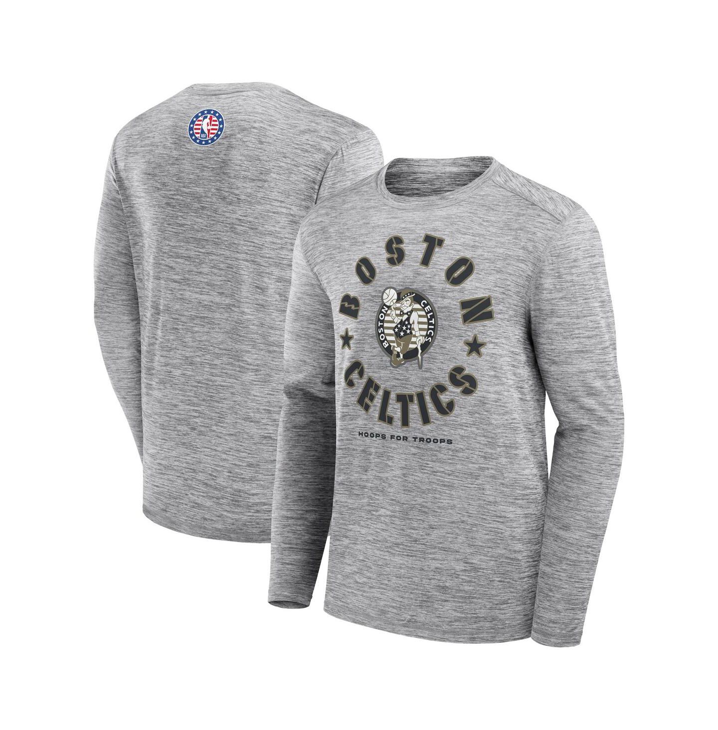 Мужская футболка Fanatics Heather Gray Boston Celtics NBA Hoops for Troops Long Sleeve — фото 1