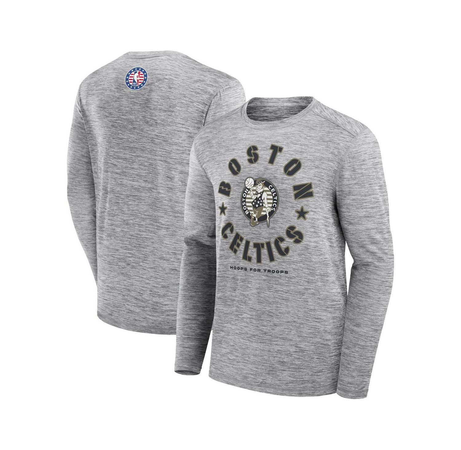 Men's Heather Gray Boston Celtics NBA Hoops for Troops Long Sleeve T-Shirt