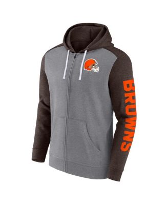Men's Heather Gray Cleveland Browns Down and Distance Full-Zip Hoodie