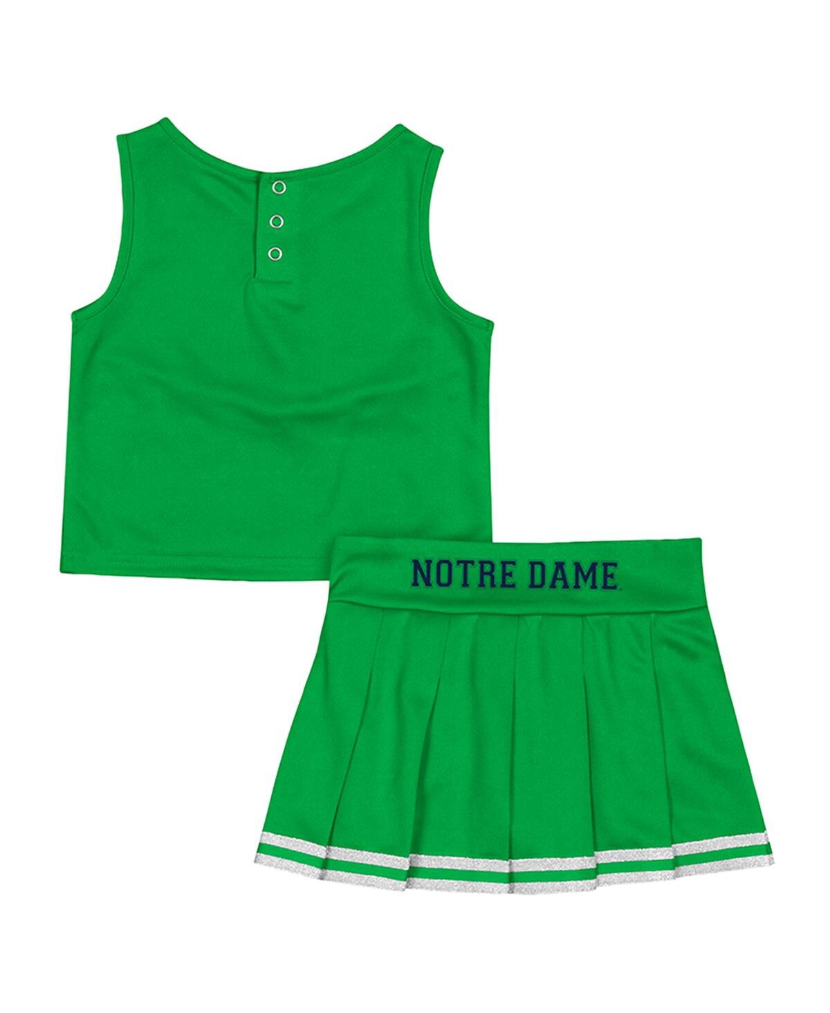 Colosseum Girls Toddler Green Notre Dame Fighting Irish Time For Recess Cheer Top Skirt Set In Green