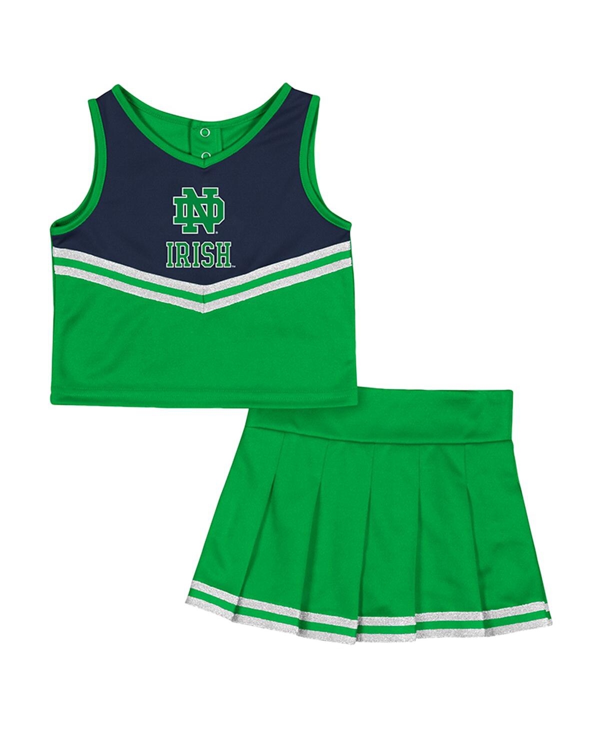 Colosseum Girls Toddler Green Notre Dame Fighting Irish Time For Recess Cheer Top Skirt Set In Green