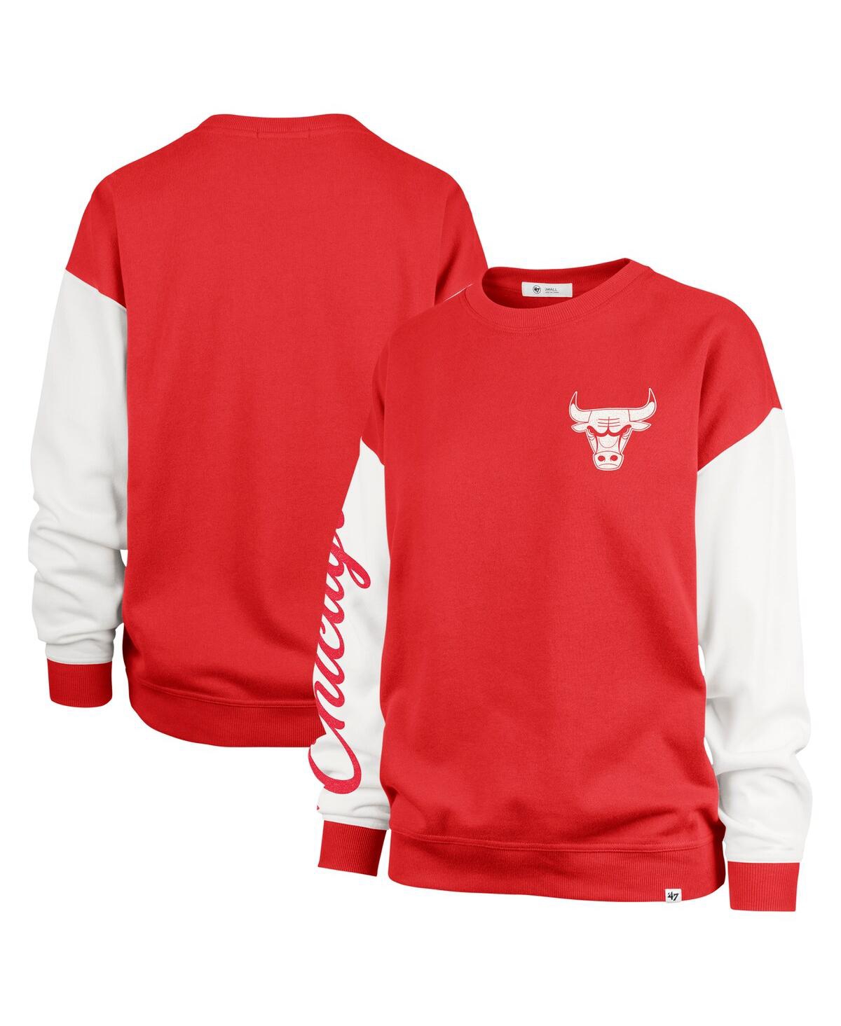 47 BRAND WOMEN'S RED CHICAGO BULLS RISE ANDIE OVERSIZED PULLOVER SWEATSHIRT 
