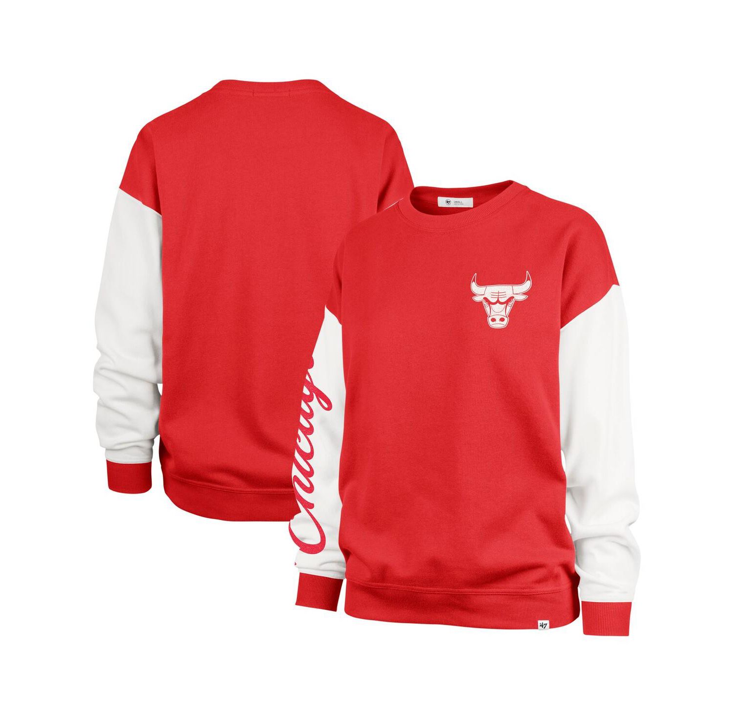 Women's Red Chicago Bulls Rise Andie Oversized Pullover Sweatshirt