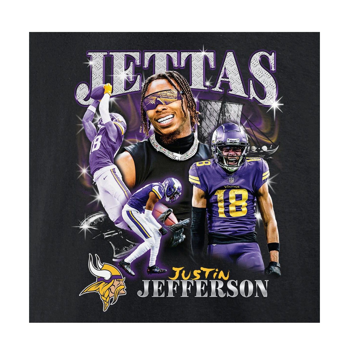 Мужская футболка Fanatics Justin Jefferson Black Minnesota Vikings Notorious Player Graphic — фото 4