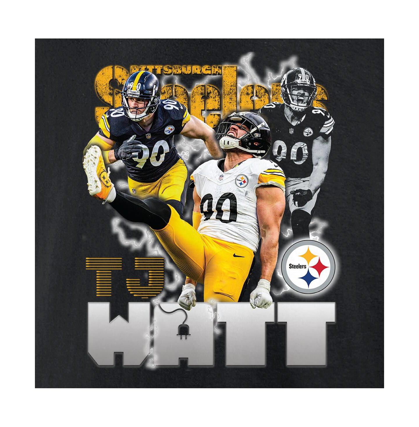 Мужская футболка Fanatics T.J. Watt Black Pittsburgh Steelers Notorious Player Graphic — фото 4