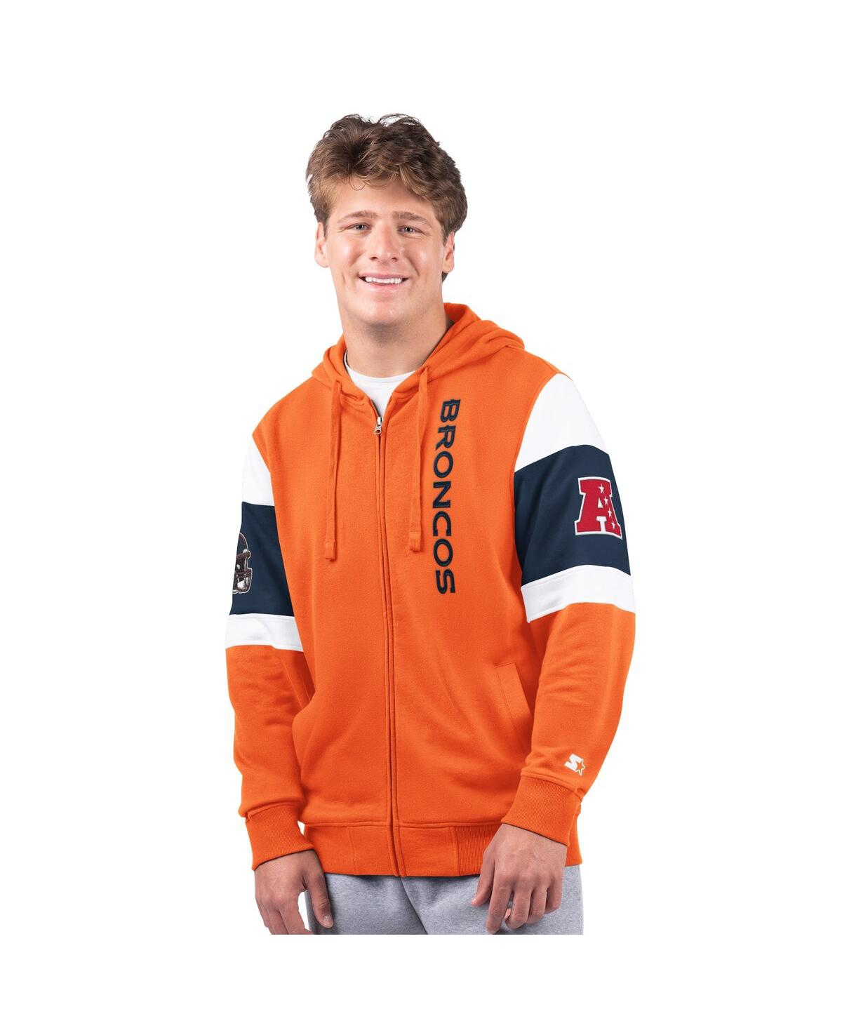 Men's Orange Denver Broncos Extreme Full-Zip Hoodie - Orange, Navy