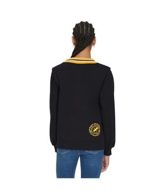 Women's Black Pittsburgh Steelers Alice V-Neck Pullover Sweatshirt