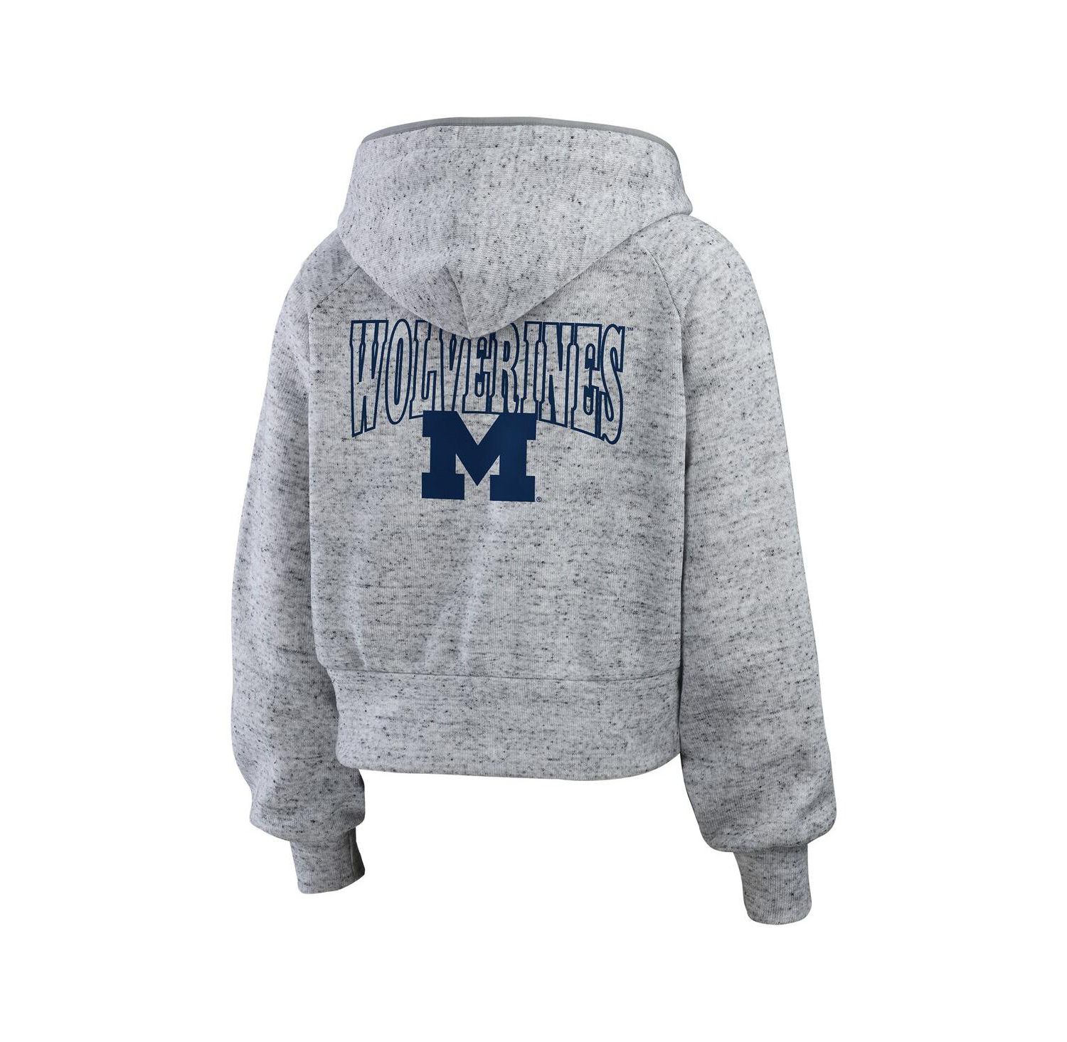 Women's Heather Gray Michigan Wolverines Wear Speckle Double-Hit Raglan Full-Zip Hoodie