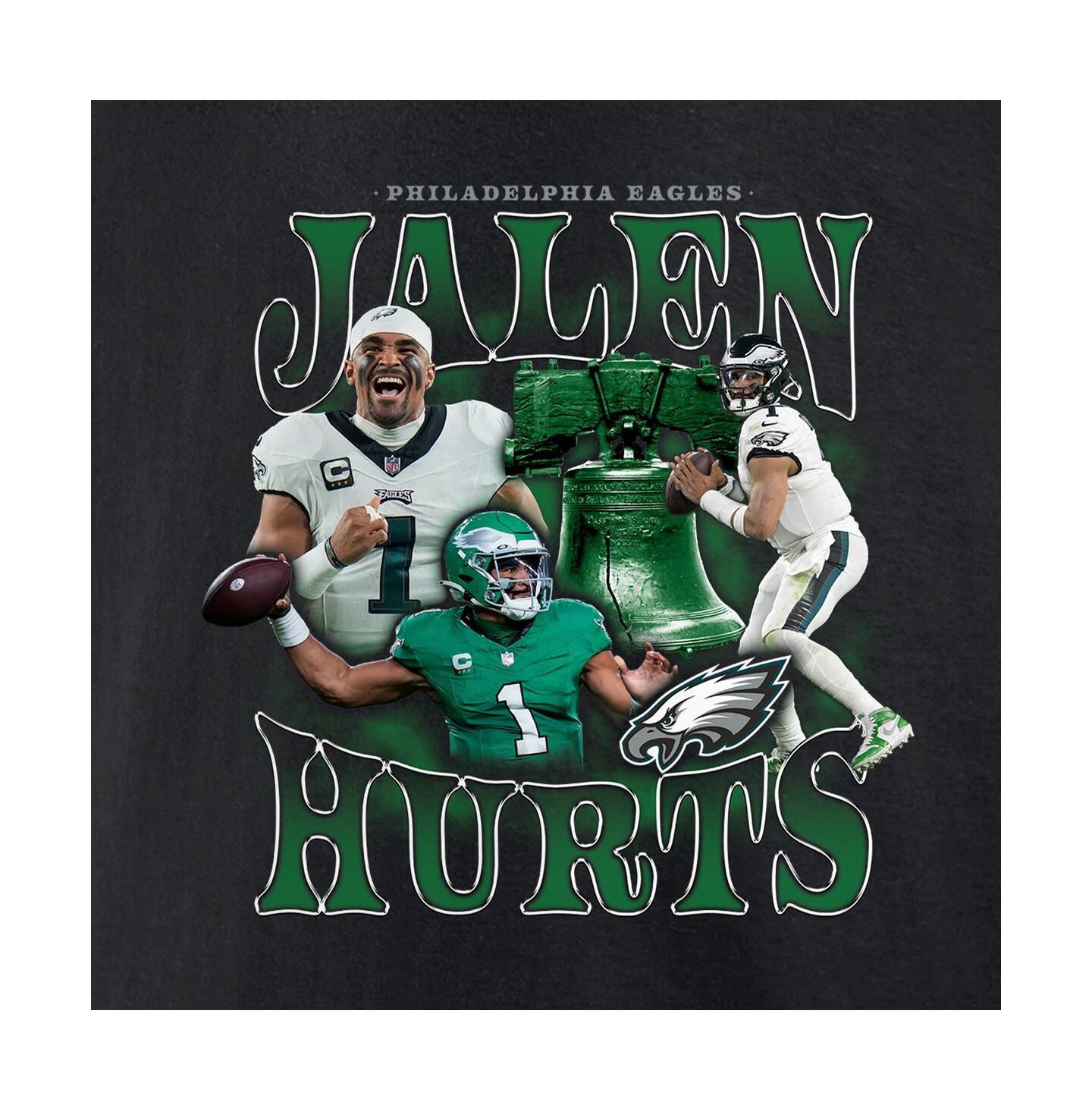 Мужская футболка Fanatics Jalen Hurts Black Philadelphia Eagles Notorious Player Graphic — фото 4